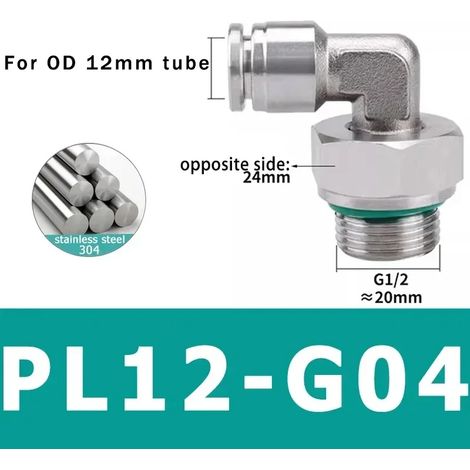 (L12-G04-10 pièces) 10 raccords pneumatiques en acier inoxydable 304, connecteurs PL pour tubes d'air, raccords à dégagement rapide, diamètres 4 mm, 6 mm et 8 mm (1/5)