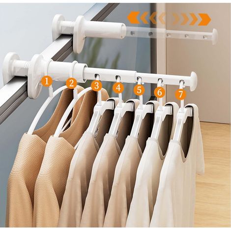 Séchoir à Linge Mural Extensible - Amovible, réutilisable, sans perçage - Etendoir Mural- Peu encombrant pour Les Voyages, Le dortoir, la Chambre d'étudiant (1/5)