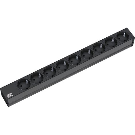 BACHMANN 19" 1U 9xCEE7/3 noir 2,0m CEE7/7, 333.506