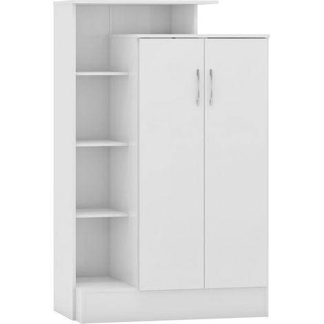 Nevada Petite Open Shelf Wardrobe White Gloss Finish