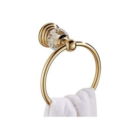 Pendentif de salle de bain en cristal plaqué or, anneau de serviette de salle de bain en acier inoxydable, poinçonné pour salle de bain et cuisine-Karteo (1/5)