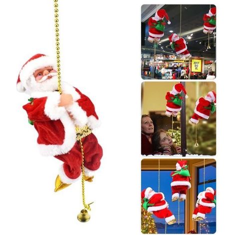 Décoration de Noël - Père Noël - Corde d'escalade - Rouge - 100x12.5x13 cm - Pour enfants (1/4)