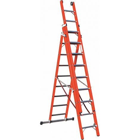 Scala isolante trasformabile in vetroresina - 3 tronchi - Altezza aperta 5.56m - SCAV047/07