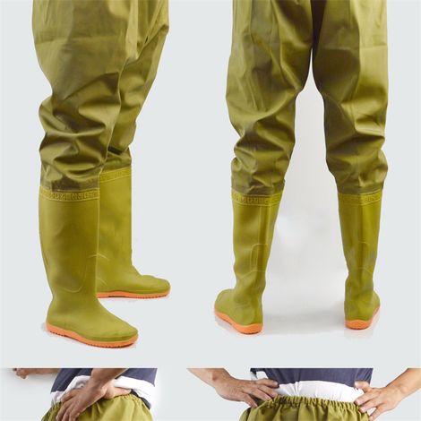 Cuissardes de pêche imperméables, résistantes à l'eau et antidérapantes, avec bottes intégrées pour hommes et femmes, taille 38. (1/5)