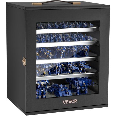 Estuche de Almacenamiento para Miniaturas, Vitrina Expositora en Miniatura para Figuras de Acción con Puerta de Acrílico Carcasa de Madera Mango y Cerradura, 5 Bandejas Magnéticas, Colecciones (1/5)