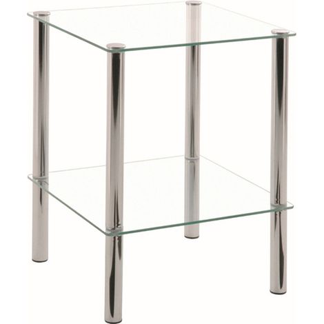 Table d'appoint en tube d'acier Verre trempé chromé - L39x P39 x H47 cm