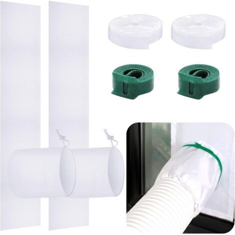 Kit de joint d'étanchéité pour climatiseur portable (lot de 2). Joints pour climatiseurs portables. Kit de ventilation réglable avec cordon de serrage et colliers adhésifs pour tuyau de sèche-linge. P (1/5)