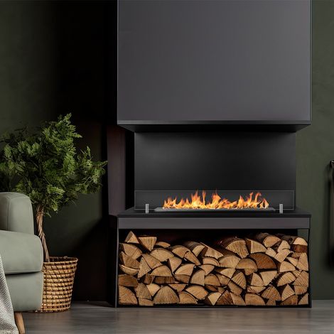 Bioethanol-Kamin Novaledo, Kapazität 1,5 l, Heizfläche 30 m², Leistung 3 kW, 90x24x45h cm, Schwarz (1/5)