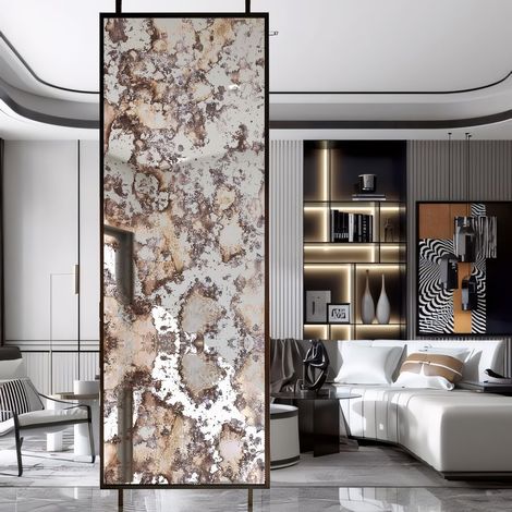 Rétro Miroir Autocollant, Motif de Rouille Miroir Mural 58X200CM (1/5)