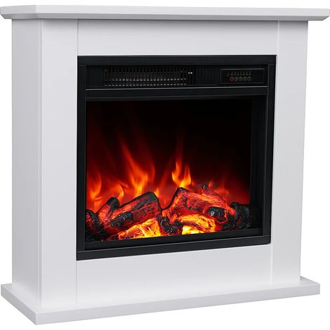 Camino elettrico da pavimento - Con mantello - L. 64,5 x P. 23,5 x A. 61 cm - Bianco - ULANO (1/5)