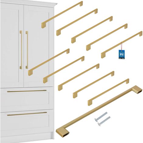 Maniglia per mobili da cucina KOTARBAU® Classica Moderna Oblunga Lunga Oro Opaco Interasse 358 MM 320 MM Set da 10