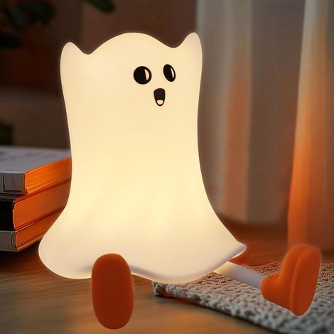 Veilleuse fantôme mignon silicone, lampe tactile rechargeable réglable, décoration lumineuse Halloween maison