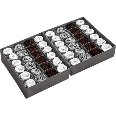 Organisateur de tiroir pour chaussettes - Boîte de rangement avec 24 cellules pour accessoires. (1/4)