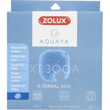 Filtre pour pompe x-ternal 300, filtre XT 300 A mousse bleue medium x2. pour aquarium. - zolux