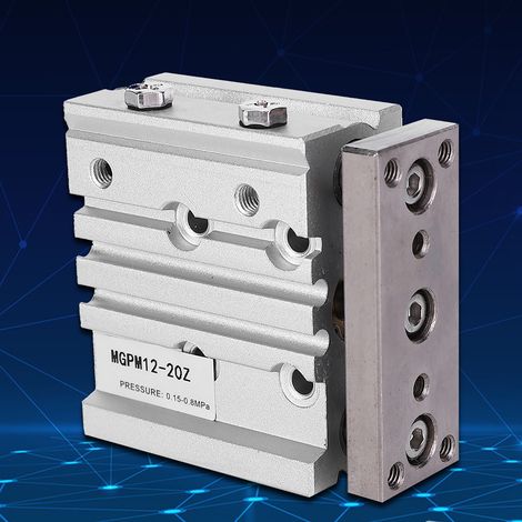 Vérin pneumatique double effet MGPM12-20Z à 3 tiges de piston, en alliage d'aluminium, diamètre du cylindre 12 mm (1/5)