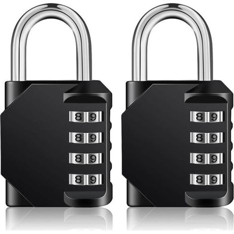 Cadenas à combinaison 4 chiffres - AUDBURN - Noir - Robuste et durable - Format compact - Portable (1/4)