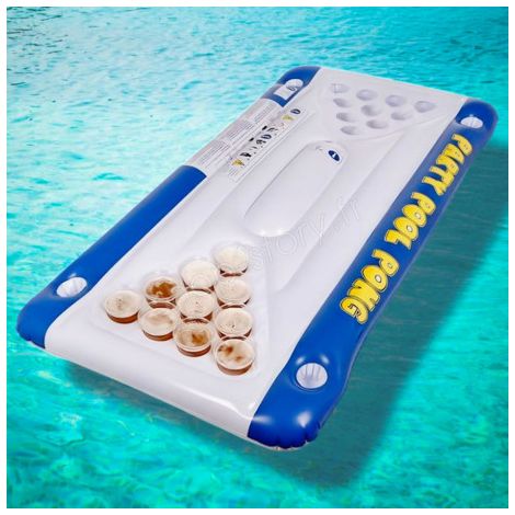 Matelas gonflable de piscine avec plateau stable – 20 gobelets flottants – 2 balles de ping-pong – PVC durable – Dimensions 152 x 76 x 15 cm – Out Of The Blue