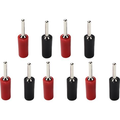 5 jeux de fiches bananes, broches en laiton nickelé droites pour prise de panneau à ressort intérieur J.10001 2mm (rouge noir) (1/5)