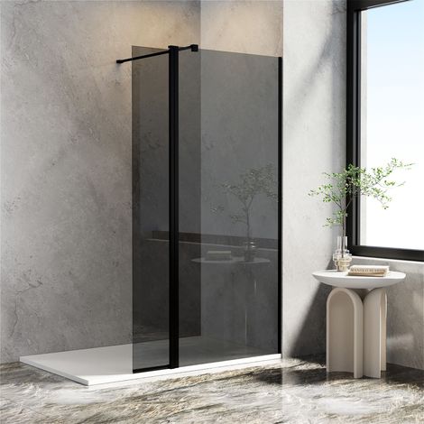 Walk-in Grey Glass Shower Screen with 300mm Flipper Panel,8mm Toughened Safety Glass, Easy Clean Wetroom Shower Enclosure,800mm+300mm (1/5)