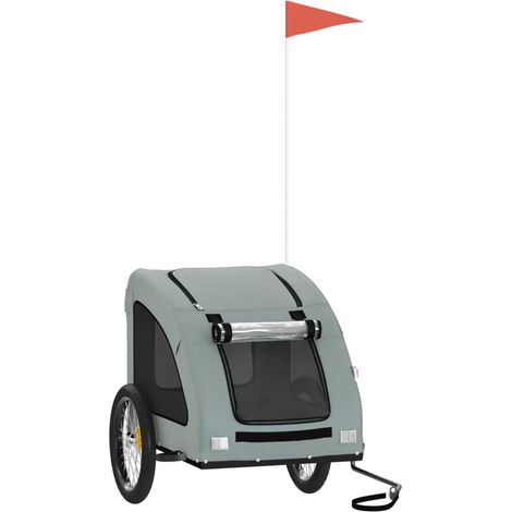 Remolque de bicicleta mascotas hierro tela Oxford gris vidaXL