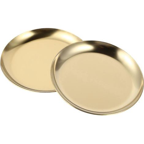 Set mit 2 Schmuck- und Seifenablagen aus Edelstahl (goldfarben) – 10 x 10 x 1 cm – Gold (1/4)