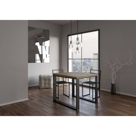 Tavolo apribile 90x90/180 cm Tecno Libra Bianco Frassino telaio Antracite (1/5)