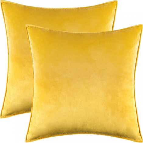 BEBUSINGOTO Juego de 2 fundas de cojín de terciopelo de 45 x 45 cm - Fundas de cojín decorativas cuadradas para dormitorio, sofá, salón y coche con cremallera invisible (ocre, 45 x 45 cm) (1/5)