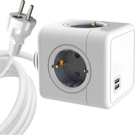 MicroConnect PowerCube 4 Schuko-Steckdosen 2xUSB Weiß