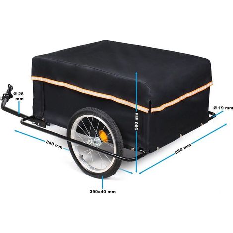Remorque de vélo 65kg avec cadre protecteur et barre de traction rabattable. (1/5)