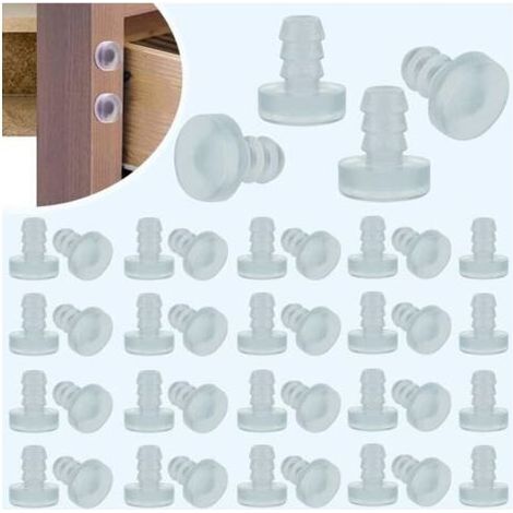 40 PCS Pare-chocs de Table en Verre avec Tige, Pinces en Caoutchouc Transparent, Entretoises de Table de Patio, pour Trou de 3/16 Pouces (5 mm) (1/5)