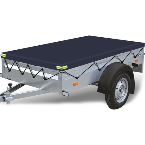 600D trailer tarpaulin 215x125x13cm with 4 blue elastic cords (1/4)