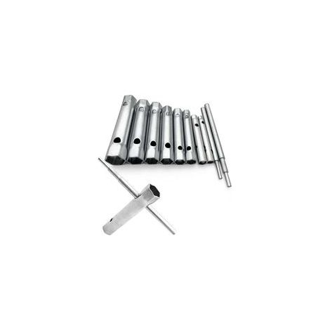 Lot de 10 Clés Tubulaires 6 à 22 mm, Clés à Tubes, Clés à Bougie pour Visser la Bougie, Démontage/Montage de Robinetterie et Mitigeurs, Dévisser des Boulons Inaccessibles