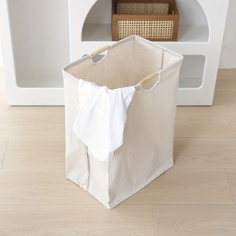 1 panier de rangement grande capacité avec poignée, panier de rangement pliable, sac de rangement pour ranger vêtements et jouets, 402753CM, beige (1/5)