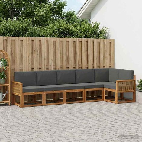 vidaXL Outdoor-Sofagarnitur 6 Stk. Natur und Anthrazit Polyester (1/5)