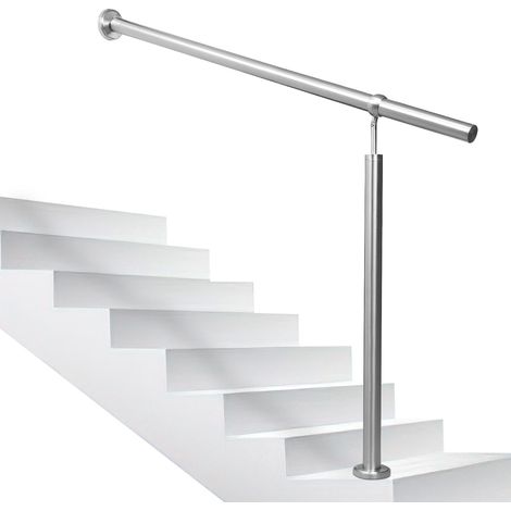 Wolketon Barandilla de entrada de acero inoxidable pasamanos para escaleras ángulo de montaje ajustable incluye material de montaje para interior 150 cm