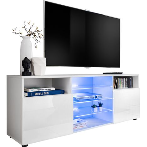 Extreme Furniture, Vitrines Murales T38, (LxHxP): 140 x 53 x 35, Carcasse en Blanc Mat, Façades en Blanc Brillant, sans LED (1/3)
