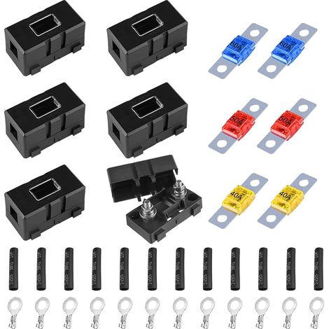 Pièces Porte Fusible Voiture, Ans Porte-fusibles avec 6 Fusibles Midi 40A 50A 60A Durable Fusible Midi Boulonné Batterie Courant élevé pour Voitures, camions, véhicules (1/5)