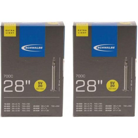 Chambre à air Schwalbe 2x SV20 extra longue (18/25-622/630) - 28 pouces