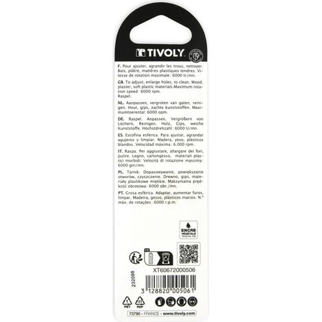 Tivoly - Lime su gambo cilindrico Ø 15mm codolo 6mm - Per trapano-avvitatore - Acciaio HCS ad alto tenore di carbonio - Adatta al lavoro su tutti i tipi di legno