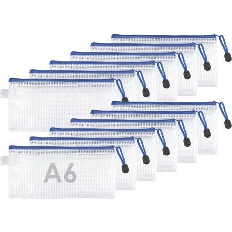 12er-Pack A6-Dokumentenhüllen aus Kunststoff mit Reißverschluss, transparente Hüllen mit Reißverschluss – wasserabweisendes PVC