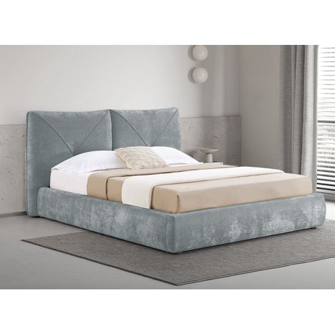 Lit coffre en tissu bouclette doux gris 180x200 cm noah (1/5)