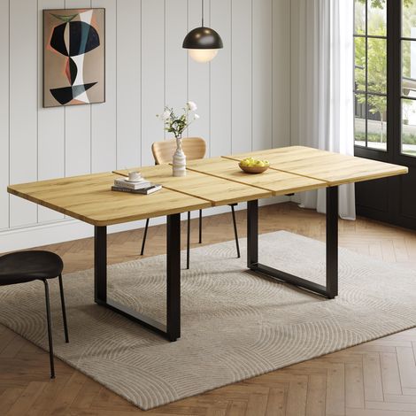 Ausziehbarer Tisch 140/180/220 x 80 cm, rechteckig, MDF, Natur OKMYHOME (1/5)