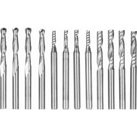 Ensemble d'outils de fraisage et de sculpture CNC avec fraise à goujure de 3,175 mm (1/8 po) en carbure de tungstène pour bois, acrylique, PVC, aluminium et acier. (1/5)