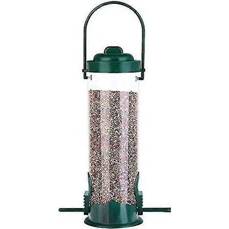 Mangeoire à oiseaux d'extérieur, mangeoire suspendue avec couvercle, pour oiseaux sauvages de jardin (1 pièce, verte) (1/5)