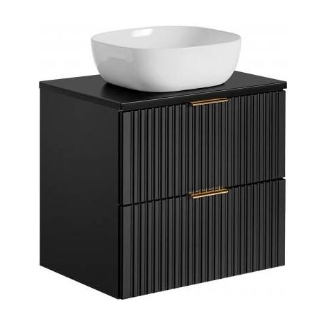 Ensemble meuble vasque à poser 60 cm en bois - Georgia Black - Livraison gratuite