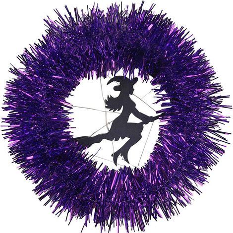 Guirlande Halloween - Guirlande Porte Avec Lumière LED Violet - Chapeau De Sorcière En Maille - Fonctionne Sur Piles - 30 cm - 1 Pièce (1/5)