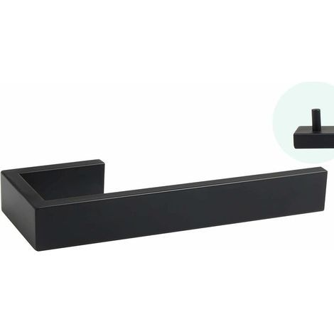 Porte-serviettes mural, 21 cm, en acier inoxydable 304, noir brossé, pour salle de bain et cuisine (1/4)
