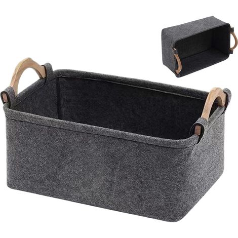 Boîte À Pour Chien Grand Bac Mignon Pliable En Feutre Avec Poignée En Bois Grand Panier À Pour Chien Intérieur Extérieur Maison Garage Buanderie Chevet Couvertures Colliers Laisses (1/5)