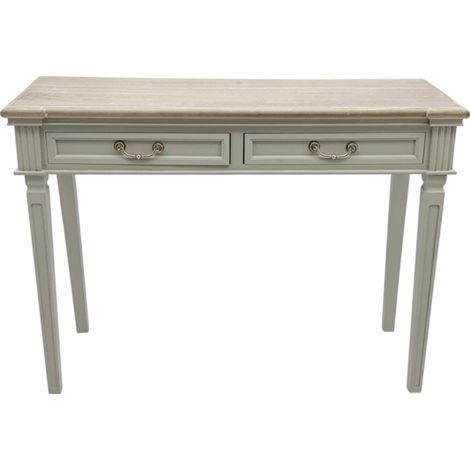 2 Drawers Hall Table - Wood - L40 x W90 x H78 cm - Light Grey/Brown