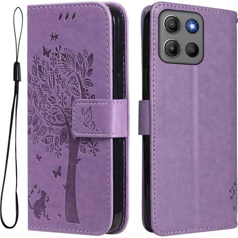 Coque pour Motorola Moto G86 - Housse en Cuir PU, Étui Flip avec Silicone Antichoc, Bumper, Fermeture Magnétique & Support, Portefeuille et Folio -Cover Case -Violet (1/5)